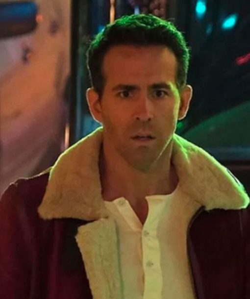 Spirited Ryan Reynolds Shearling Suede Leather Jacket