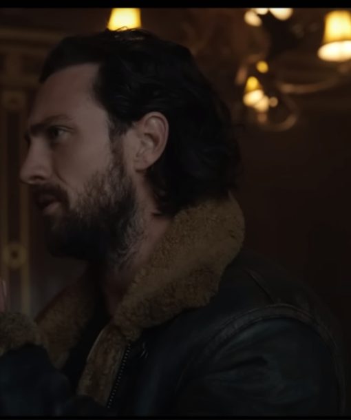 Aaron Taylor-Johnson Kraven The Hunter Shearling Leather Jacket