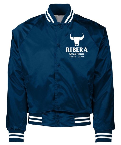 Ribera Steakhouse Wrestling Bomber Jacket For Men Blue