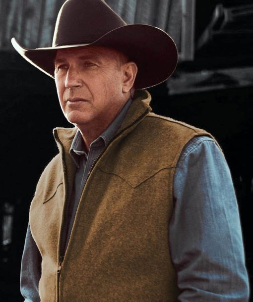 Kevin Costner Yellowstone S03 John Dutton Brown Vest