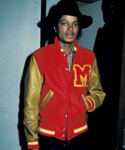 Michael-Jackson-Thriller-Michael-Jackson-Red-M-Logo-Varsity-Letterman-Varsity-Bomber-Jacket