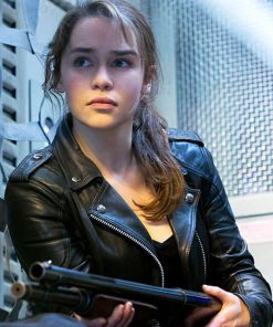 Terminator Sarah Connor Black Leather Jacket