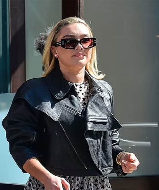 Florence Pugh Black Leather Jacket