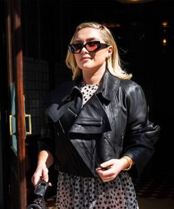 Florence Pugh Black Leather Jacket