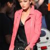 Gigi Hadid Pink Leather Jacket