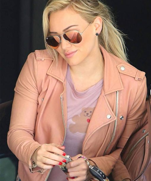 Hilary Duff Pink Leather Jacket