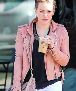 Hilary Duff Pink Leather Jacket