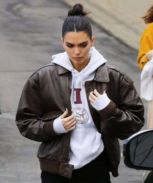 Kendall Jenner Brown Bomber Jacket
