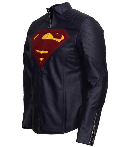 Superman Man Of Steel Henry Cavill Blue Leather Jacket - Image 3