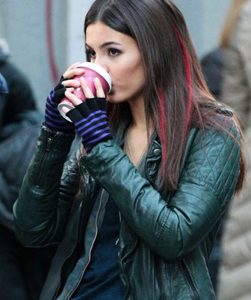 Victoria Justice Black Leather Jacket