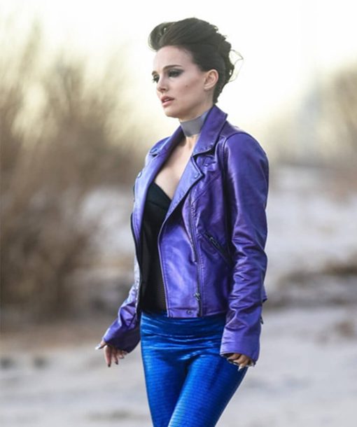 Natalie Portman Purple Leather Jacket