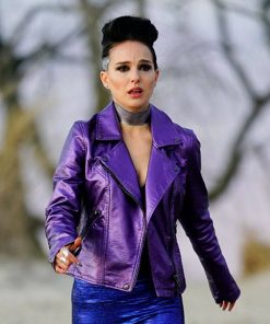 Natalie Portman Purple Leather Jacket
