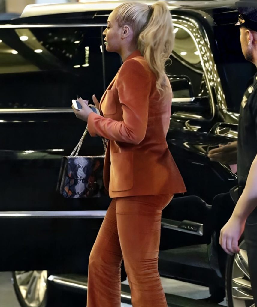 Beyoncé Orange Velvet Suit