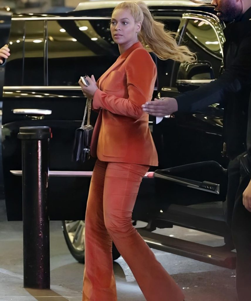 Beyoncé Orange Velvet Suit