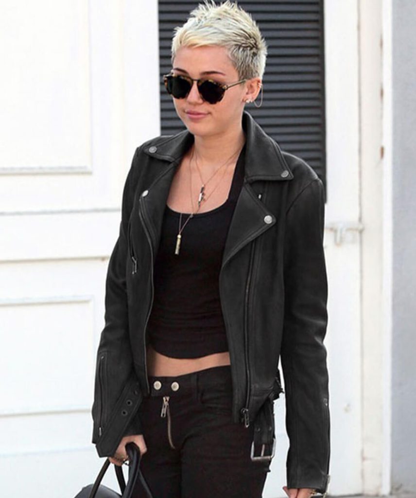 Miley Cyrus Black Leather Jacket