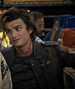 Stranger Things Steve Harrington Brown Leather Bomber Jacket