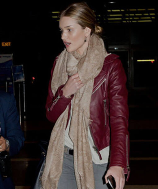 Rosie Huntington Burgundy Jacket