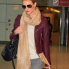 Rosie Huntington Burgundy Jacket