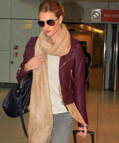 Rosie Huntington Burgundy Jacket