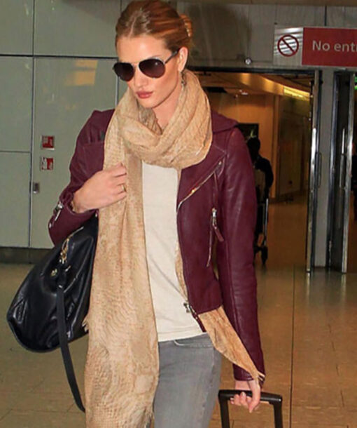 Rosie Huntington Burgundy Jacket