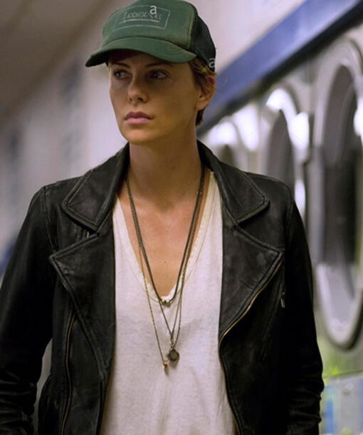Charlize Theron Black Distressed Jacket