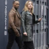 Sharon White Green Coat