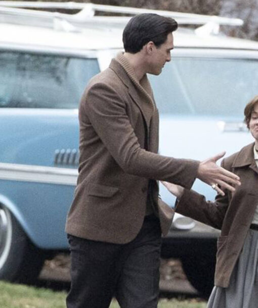 Priscilla 2023 Jacob Elordi Brown Wool Blazer