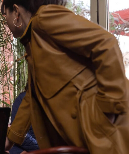 Selena Gomez Leather Coat