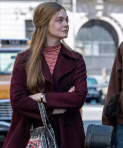 Elle Fanning Maroon Peacoat