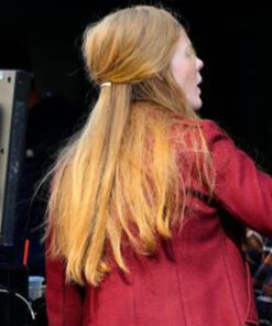Elle Fanning Maroon Peacoat