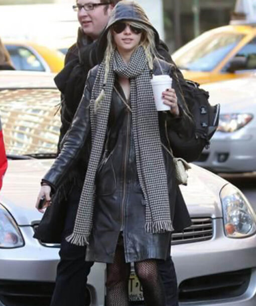 Taylor Momsen Leather Coat