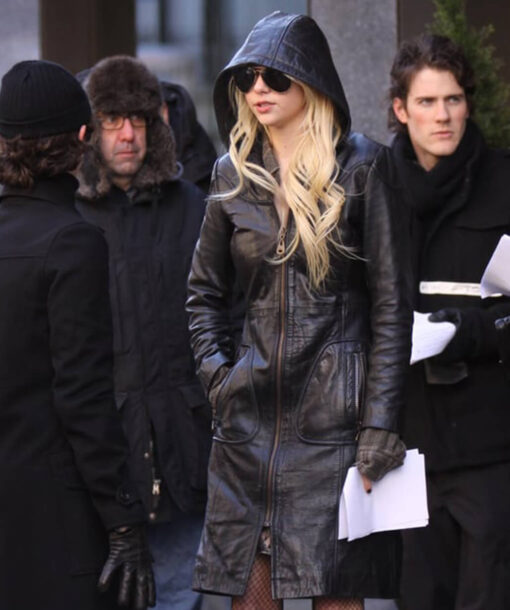 Taylor Momsen Leather Coat