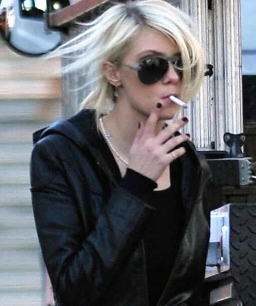 Taylor Momsen Leather Coat