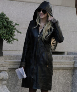 Taylor Momsen Leather Coat