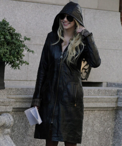Taylor Momsen Leather Coat