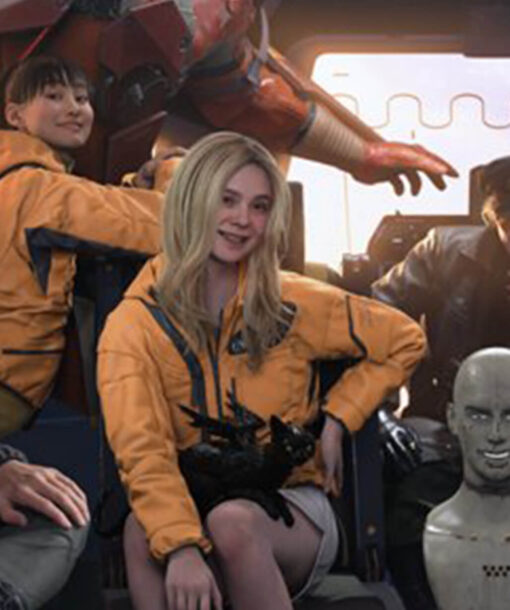 Elle Fanning Orange Jacket