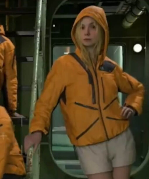 Elle Fanning Orange Jacket