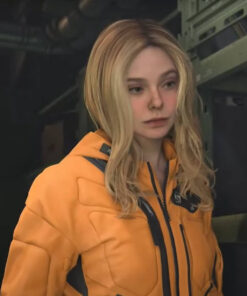 Elle Fanning Orange Jacket