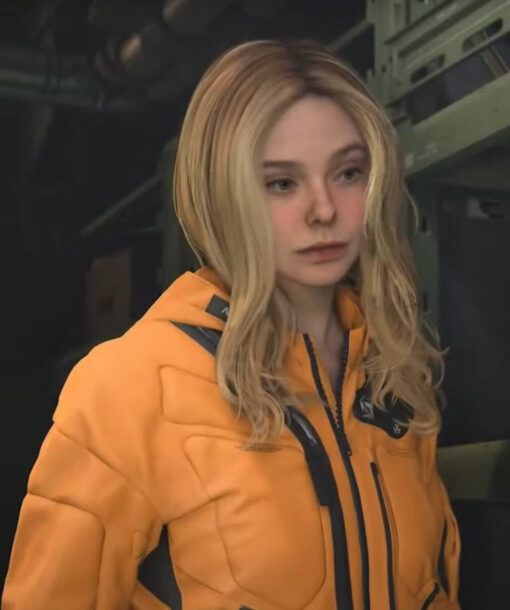 Elle Fanning Orange Jacket