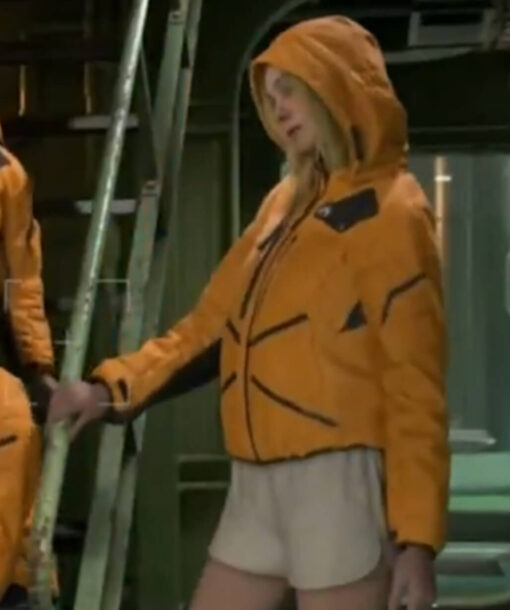 Elle Fanning Orange Jacket