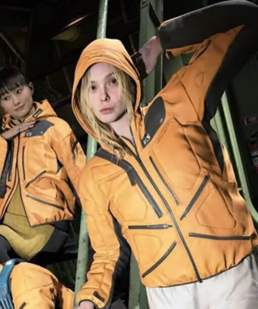 Elle Fanning Orange Jacket