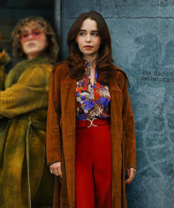 Emilia Clarke Suede Coat