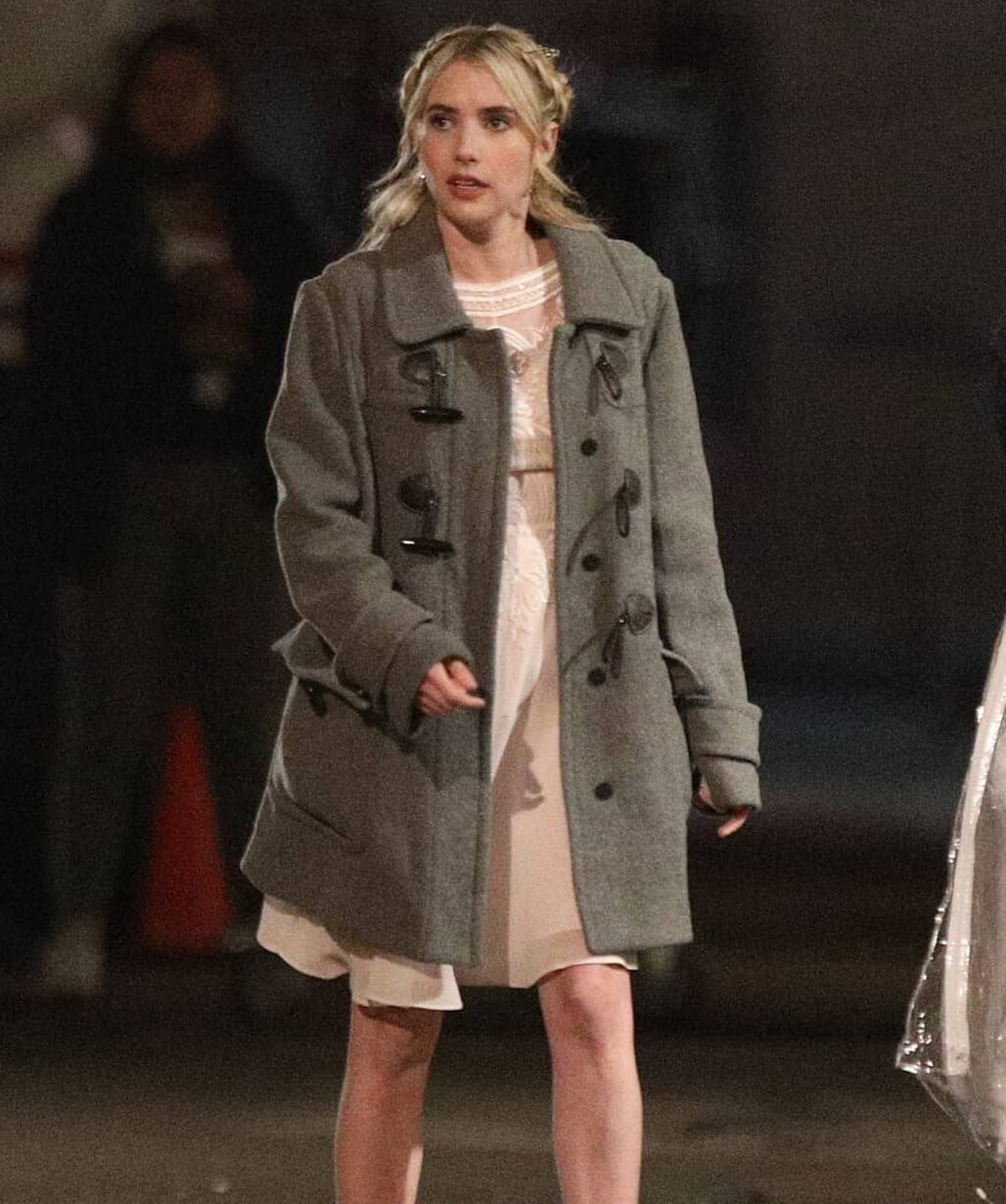 Emma Roberts Grey Coat