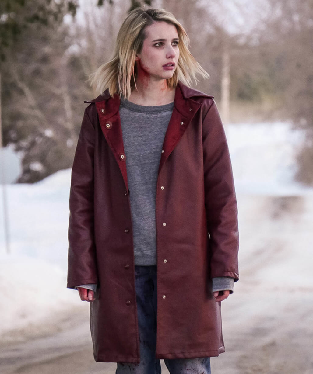 Emma Roberts Burgundy Coat