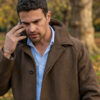 Theo James Brown Coat