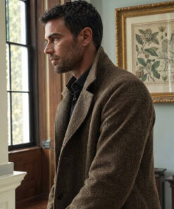 Theo James Brown Coat
