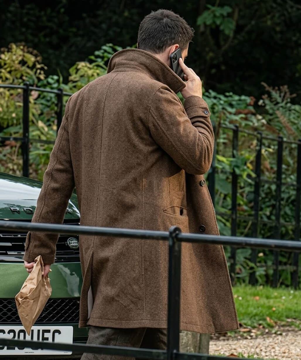 Theo James Brown Coat