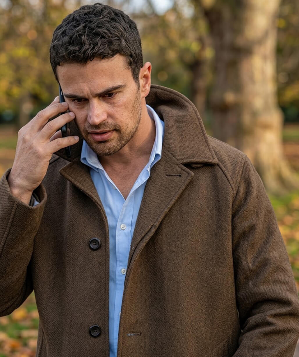 Theo James Brown Coat